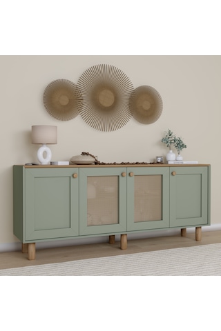 Bohem Serisi Natura 2 Kapak Pvc Hasır Desen Kül Yeşili Konsol Yeşil