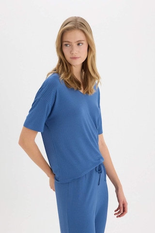 DeFacto Pijama Takımı Fitilli Kaşkorse Kısa Kollu Üst Esnek Belli Kapri Boy Alt-Fall in Love E0865AX25SPIN33