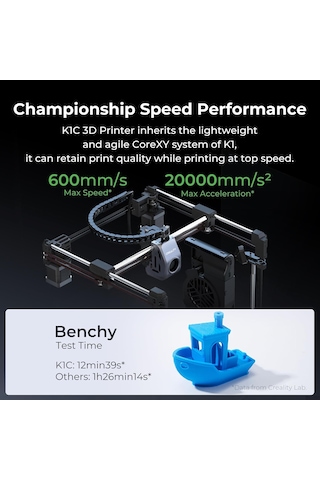 Creality K1c 2025 3d Yazıcı, Aı Kamera Otomatik Tesviye Özellikli 600 Mm/sn Hızlı 3d Yazıcı Geliştirilmiş Soğutma Sistemi, Karbon Fiber Filamentleri Destekler, Yeni Başlayanlar İçin Ev Çocukları Model Oluşturma Okullar