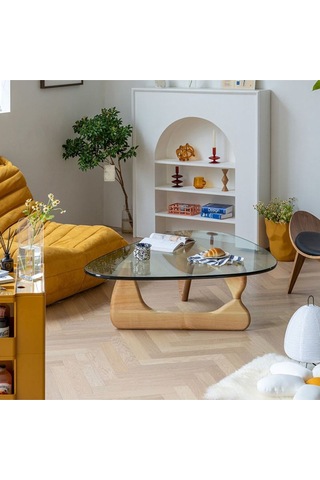 VitrA, Yeni Nesil Modern Elips Geometrik Orta Cam Sehpa, Natural