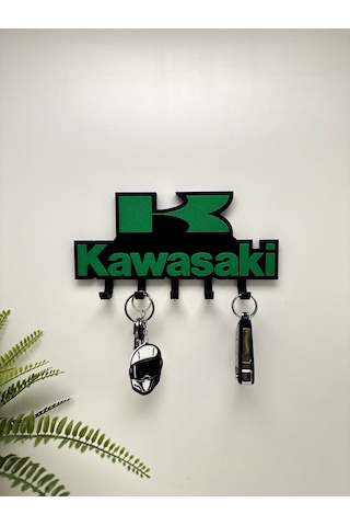 3d Baskı Dekoratif Kawasakı Model Motorcu Anahtar Askılığı Siyah - Yeşil