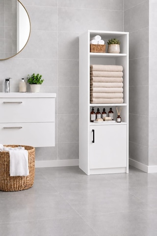 Duru Beyaz Çok Amaçlı Raflı Kiler Banyo Mutfak Çamaşır Odası Dolabı