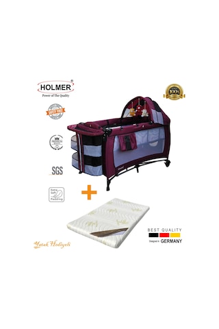 Holmer Kids Maxi Comfort Eurostyle Oyun Parkı - Mürdüm + Aloevera Yatak