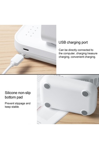 Cbtx D606 4w Usb Şarj Edilebilir Taşınabilir Dört Hızlı Ayarlanabilir Masaüstü Fanı Siyah