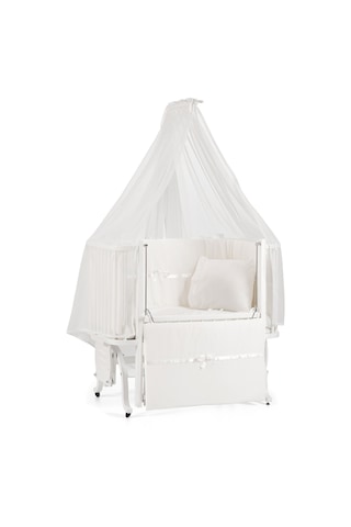 Meltem Kids Mood Sallanır Ahşap Anne Yanı Beşik 50x90 cm (beyaz-ekru) Ekru