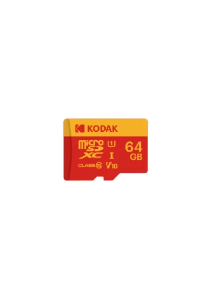 Kodak 64gb Micro Sd Uhs-ı C10 U1 V10 Kart + Adaptör Kırmızı Full Hd Video Desteği