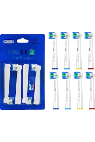 Soft Bristles Oral-B Diş Fırçasına Uyumlu Yedek Başlık 8'li