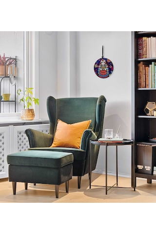 23 Cm Çap - Rus Kültürü Matruşka Figürlü Füzyon Cam Duvar Süsü