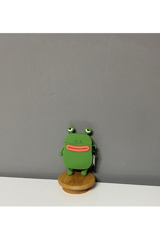 Iphone 3. Nesil Uyumlu Koruyucu Bluetooth Kulaklık Kılıfı Sevimli Kurbağa Figürlü Yeşil Airpods 3. Nesil