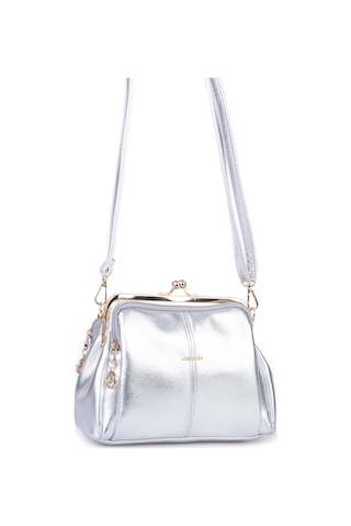 Nas Bag Burslu Klipsli Vintage Omuz Ve Çapraz Çanta 23x20 Cm Ebatlarındadır Gümüş