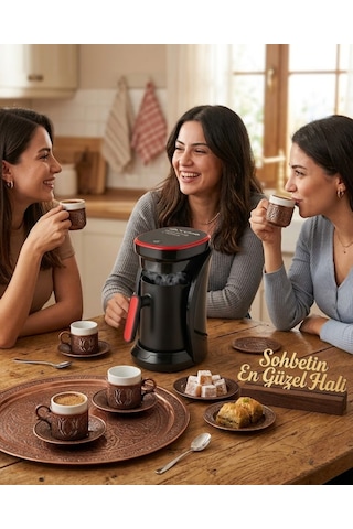 Modern Tasarımlı Türk Kahvesi Makinesi Taşma Emniyetli 4 Fincan Kapasiteli - Lisinya çok renkli