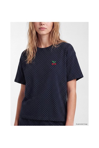Lcw Young Lacivert Keseli Puantiyeli Kadın Şortlu Pijama Takımı