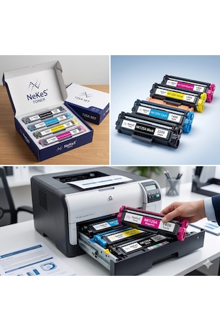 Nekes Hp 125a Cb540a  Uyumlu Toner Seti 4 Renk - Cp1215 Cm1312 Cm1515 Uyumlu