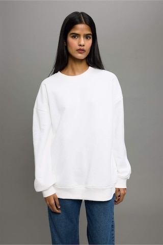 Defacto Oversize Geniş Kalıp Bisiklet Yaka Basic Düz Kalın Sweatshirt F9628ax25auer105 Ekru