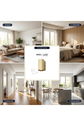 Molled Aura Serisi Gold Dekoratif Gu10 Duylu Aplik - Mol8103