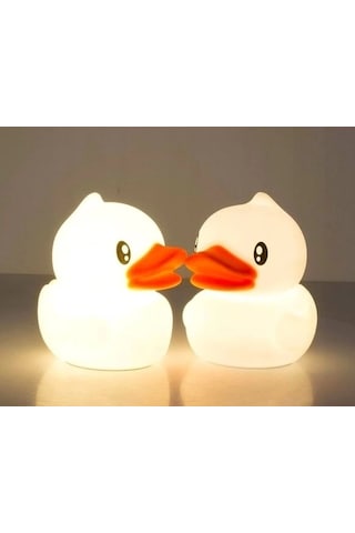 Sevimli Ördek Gece Lambası Dokunmatik Sensörlü Renkli Çocuklar Için Usb Şarjlı İthal Ürün Çok Renkli