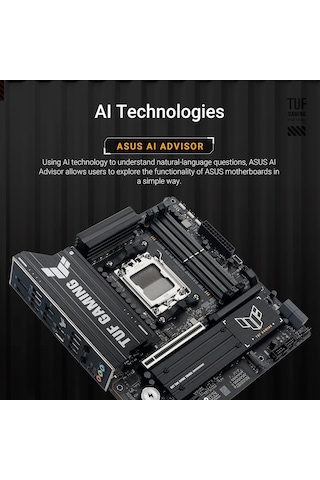 Tuf Gamıng B850m-plus Wıfı7 Amd B850 Am5 Ddr5 8000 Dp Hdmı 3x M2 Usb3.2 Gen 2x2 Wifi 7 + Bt Aura Rgb 2.5gbit Lan Matx 14