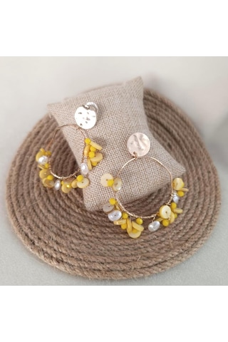 Küpe Otantik Doğal Taş Halka Sallantılı Küpe Nişan Düğün Kadın Takı Hediye Çok Renkli