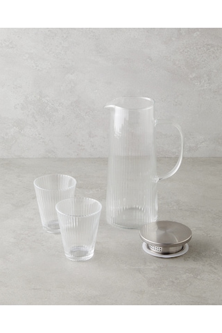 English Home Ripple Cam 3 Parça Su Takımı 1200 Ml + 220 Ml Şeffaf Şeffaf