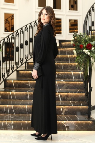 Efsane Tesettür Elbise Siyah Siyah