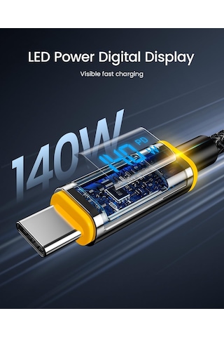 Aohi 140 W Usb C Kablosu, Ekranlı, Magline Naylon 1,2 M Tip C Hız