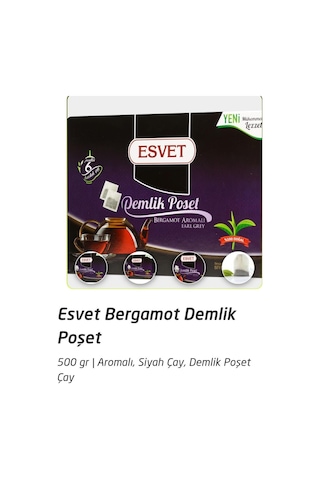 Esvet Bergamot Aromalı Demlik Poşet Çay 50 X 10 Gx5 Adet