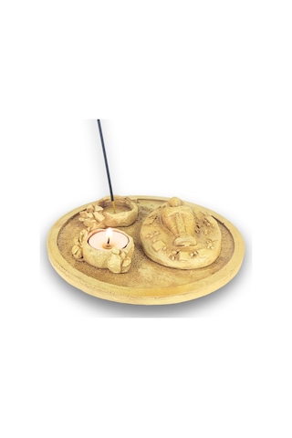 Antik Mısır Daire Sarcophagus Lahit Çubuk Tütsülük Ve Tealight