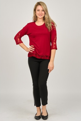 Sistas Kadın Kol Ve Etek Uçları Dantel Detaylı Bluz 6690310 Bordo-Bordo
