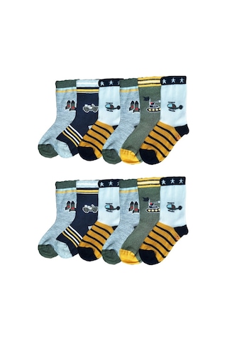 Ekinoks Erkek Çocuk Figürlü Soket Çorap 12 Li Paket Asorti