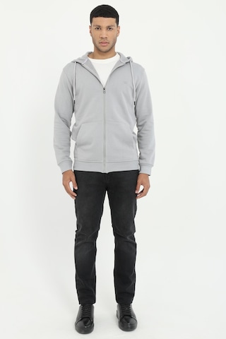 Dufy Erkek Regular Fit Kapüşonlu Gri Sweatshirt-19455