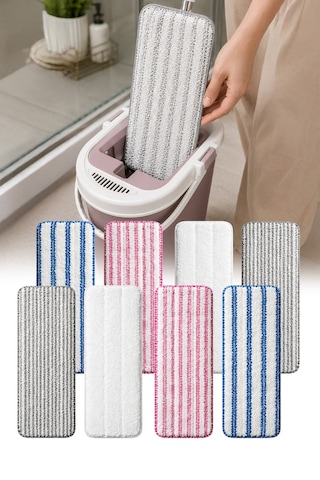 8'li Mikrofiber Mop Yedek Bezi Vipset Pro Junior Uyumlu Yedek Temizlik Bezi Vp-611