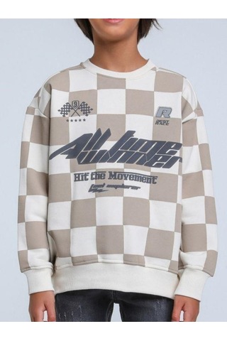 Jack Lions Erkek Çocuk Best Race Yazılı İnce Şardonlu 2 İplik Sweatshirt-14258 Bej
