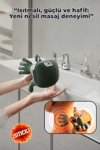 Robo Ovmalı,ısıtıcılı İnsan Eli Şeklinde Şarjlı Masaj Aleti Yeşil