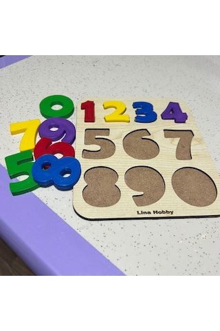 Çocuklar İçin Renkli Sayı Puzzle - Ahşap Tabanlı 3d Rakamlar 20x17 Cm - Eğlenerek Öğrenme Sayılar + Harfler