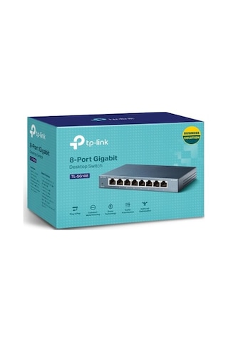 8 Port 10-100-1000 Mbps Switch, Çelik Gövde İle Dayanıklı Tasarım