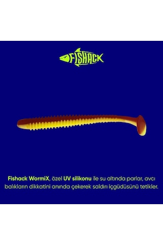 Silikon Kurt Yem - 4,2g 105mm - Turna/levrek Silikonu - 1 Adet - Kırmızı/sarı - Karides Kokulu