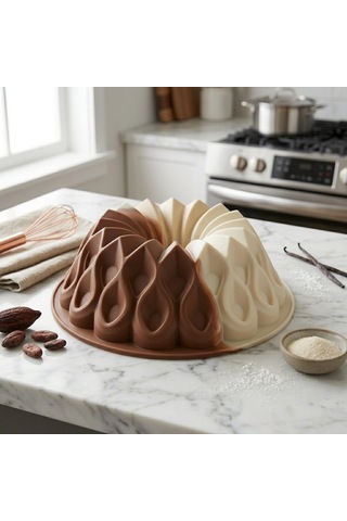 Kafes Tasarımlı Silikon Kek Kalıbı - Yüksek Isıya Dayanıklı, Yapışmaz Ve Esnek Pasta Kalıbı 22x8 Cm, 1 Adet Çok Renkli