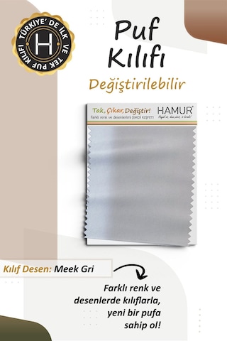 Yıkanabilir Puf Tabure Kılıfı Tak-çıkar-değiştir-yenile Orta Sehpa Kılıfı By Meek Gri Diğer