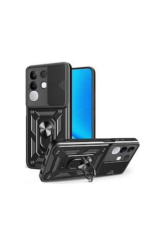 Teleplus Vivo Y29 4g Kılıf Magnetik Standlı Kamera Korumalı Slide Sürgülü Cover Kapak