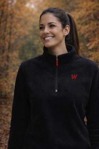 Walke Premium Kadın Yarım Fermuarlı Outdoor Spor Polar Ceket Siyah
