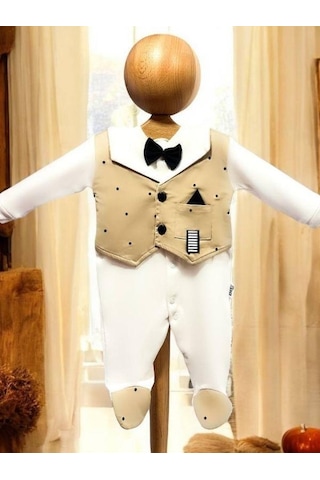 Cantoy Erkek Bebek Smokin Tulum-15297 Bej