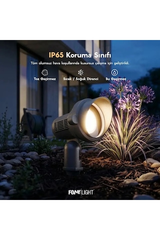 FoneLight Alutera 33 cm LED Kazıklı Çim Armatürü Siyah Alüminyum IP65 Bahçe Spot Ağaç Çit Peyzaj Aydınlatması 7W