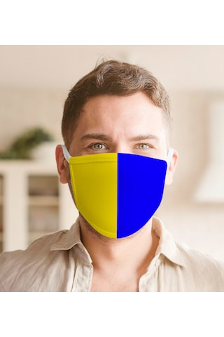 Sarı Lacivert Yıkanabilir Maske