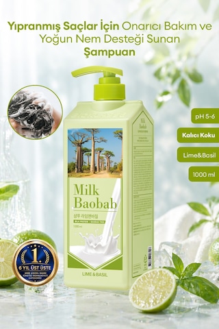 Yıpranmış Saçları Onaran Yoğun Nemlendirici Şampuan Mılk Baobab Original Shampoo Lime & Basil