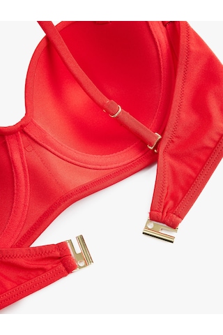 Koton Kalp Yaka Drape Detaylı Straplez Bikini Üstü Kırmızı 6sak10066mm