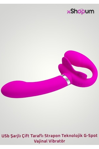xShopum Usb Şarjlı Çift Taraflı Strapon Teknolojik G-spot Vajinal Vibratör
