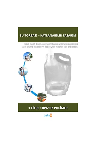 Katlanabilir Ultra Dayanıklı Bpa İçermeyen 1 Litre Plastik Kapaklı Su Torbası Çok Renkli