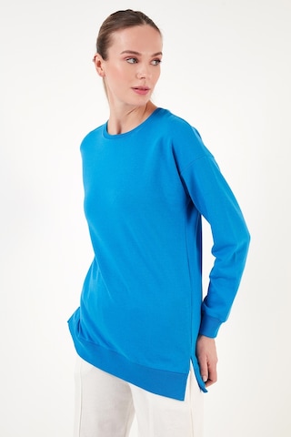 Lela Pamuklu Regular Fit Bisiklet Yaka Basic Bayan Sweat 5863569 Turkuaz