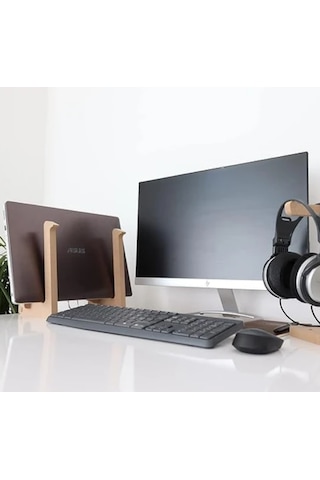 Ahşap Laptop Standı - 13" - 14" Boyutlarındaki Laptoplar Ile Uyumlu - Laptop Yükseltici