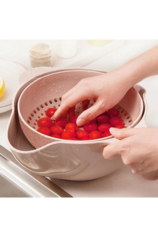 Çok Amaçlı 360 Derece Dönebilir Pratik Hazneli Mutfak Süzgeç Elek Çok Renkli